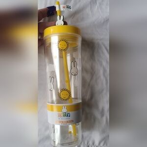 Magenta Miffy Yellow Bunny Travler Cup And Matching Straw, NWT Have 2 Available